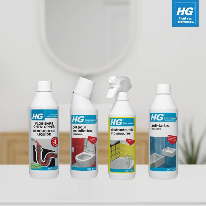 Gamme de produits HG pour salle de bain et toilettes